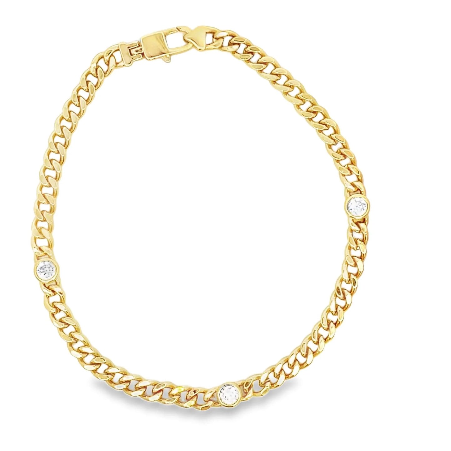 3Stone Cuban Link Bracelet